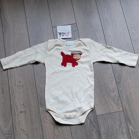 CATE & LEVI Organic Onesie - Baby - Made in Canada NEW NWT 6-12 mo Dog - Picture 2 of 5